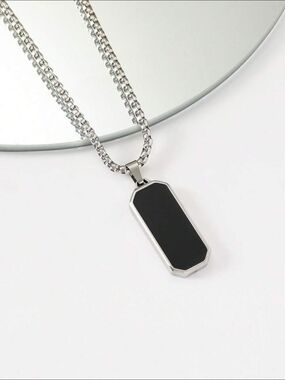 Men's Silver and Onyx Statement Necklace